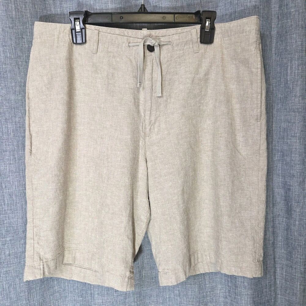 Perry Ellis Linen Blend Short Men's 34 Natural/Beige Inseam 10 in